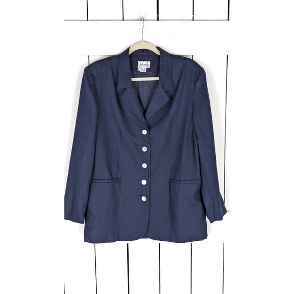 Vintage Rafaella blue linen boxy blazer jacket 12 - Picture 2 of 5